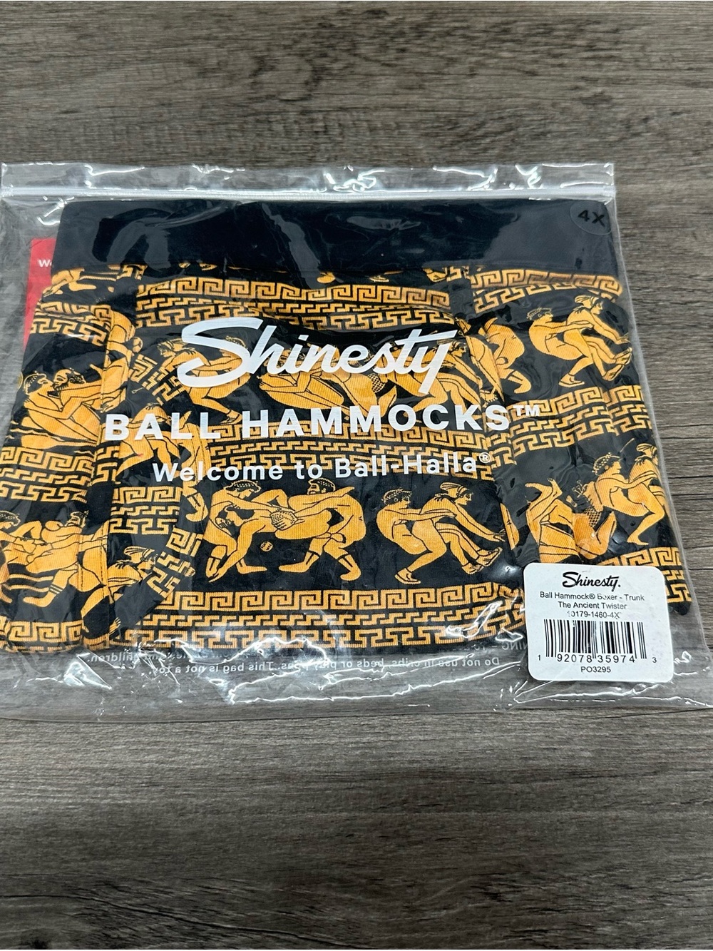 Shinesty Men’s Black & Gold Ball Hammocks Boxer Briefs NWT 4x ancient twister